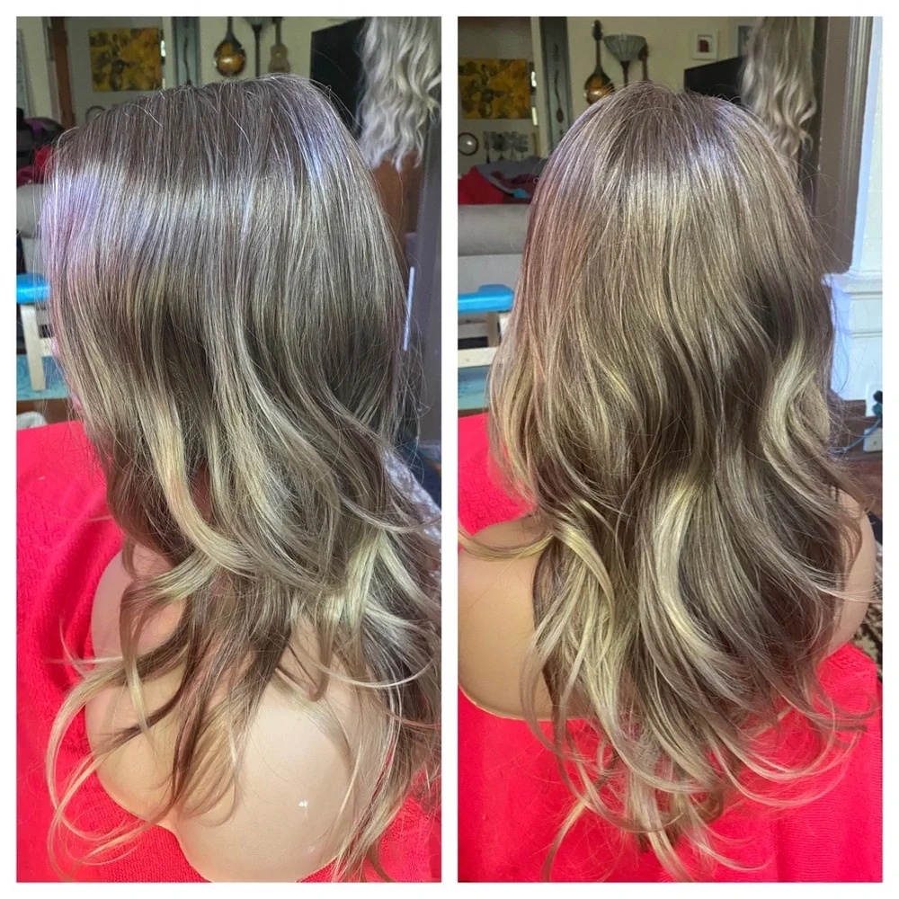 Brown blonde layered very realistic full lace front wig